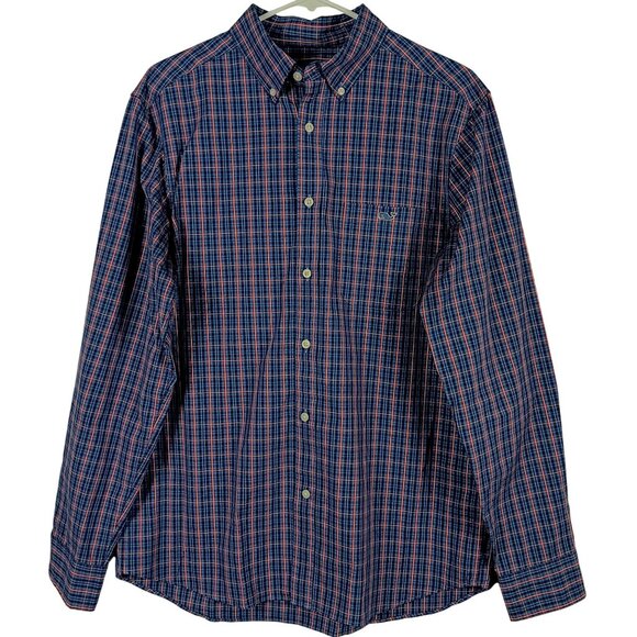 Vineyard Vines Mens Poplin Check Plaid Button Down Shirt Size Medium Blue - Picture 1 of 7